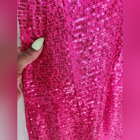 Women's Rachel Roy Harland Pink Sequins Gown With Slit - Picture 9 of 14